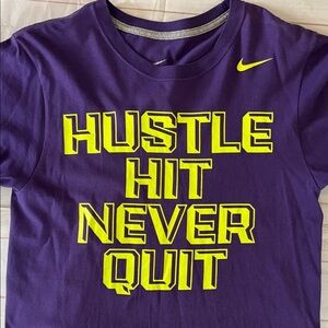 Nike Purple Shirt with Neon Green Text